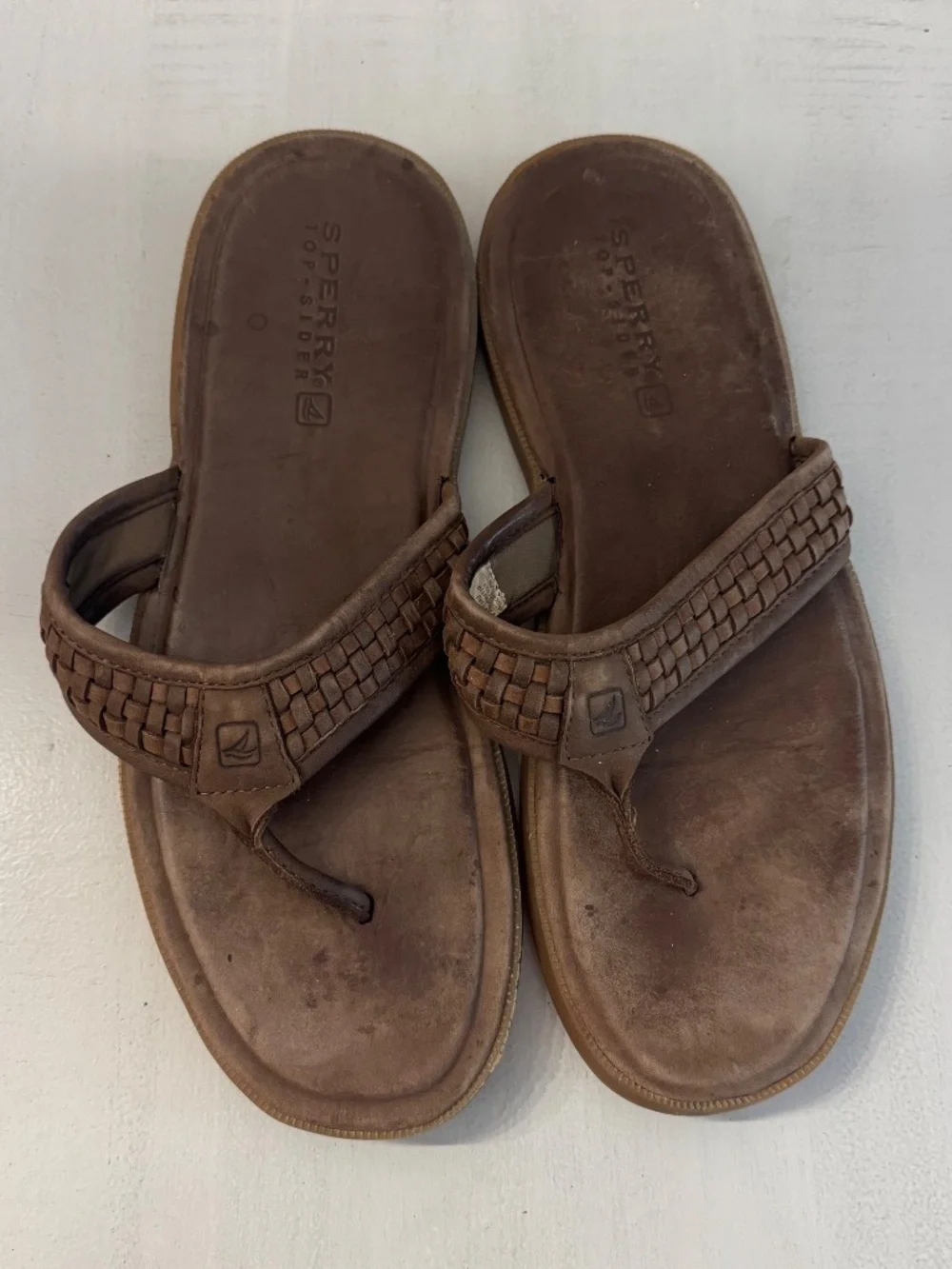 Sperry Top Sider Men's Brown Leather Slip-On Sandals Sz 13M GUC